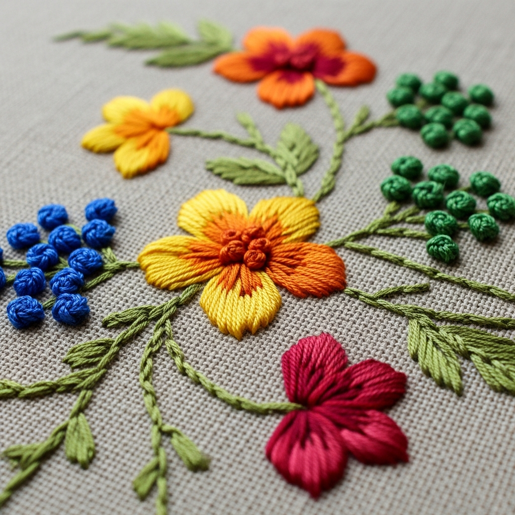 Крупный план стежков